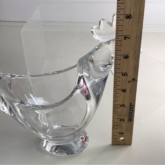 CRYSTAL ART VANNES Rooster Figurine Candy Dish Bowl -...